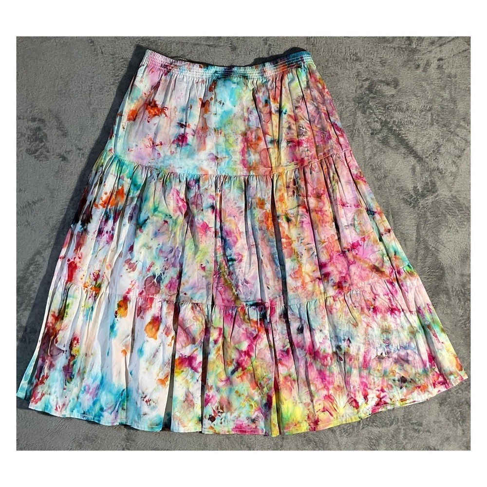 Colorful Tie-Dye Midi Skirt